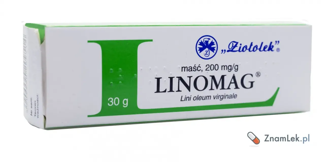 Opakowanie maści Linomag, z dużym zielonym "L". Czy wolisz linomag czerwony czy zielony?