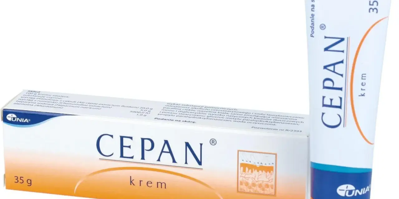 Krem Cepan w tubce i pudełku. Wiele osób szuka cepan opinie, by dowiedzieć się o jego skuteczności.