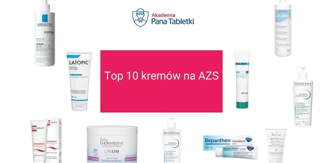 Kremy na AZS z serii poldermin i inne produkty do pielęgnacji skóry atopowej.