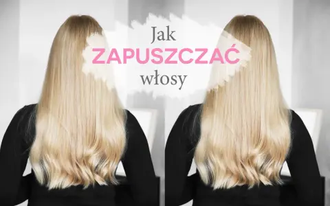 Długie włosy blond, falowane, z tekstem "Jak zapuszczać włosy".