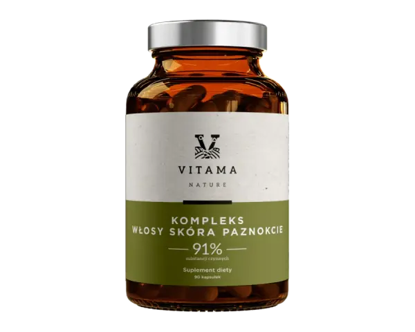 Suplement diety Vitama Nature - kompleks na włosy, skórę i paznokcie. Dowiedz się, jakie witaminy na paznokcie znajdziesz w tym produkcie.