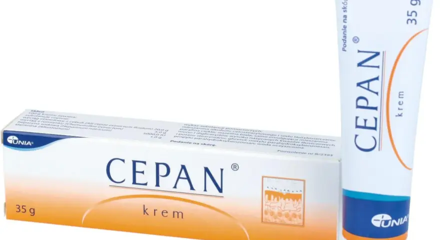 Krem Cepan w tubce i pudełku. Wiele osób szuka cepan opinie, by dowiedzieć się o jego skuteczności.