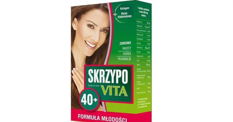 Skrzypovita 40+ z kolagenem i kwasem hialuronowym dla zdrowych włosów, skóry i paznokci. Formuła młodości.